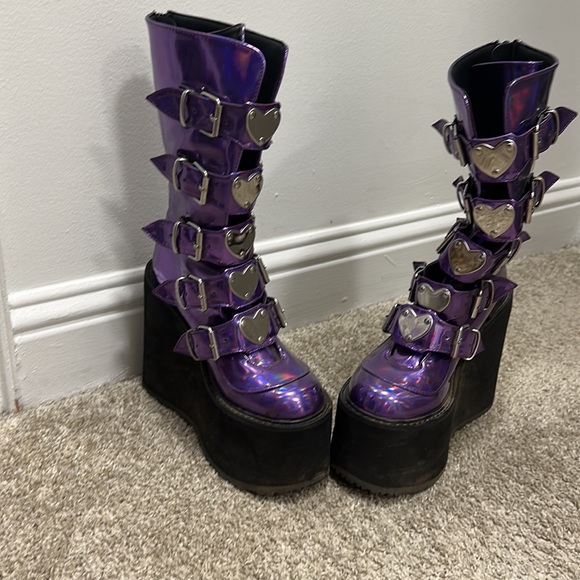 purple platform Rave boots - Picture 2 of 2